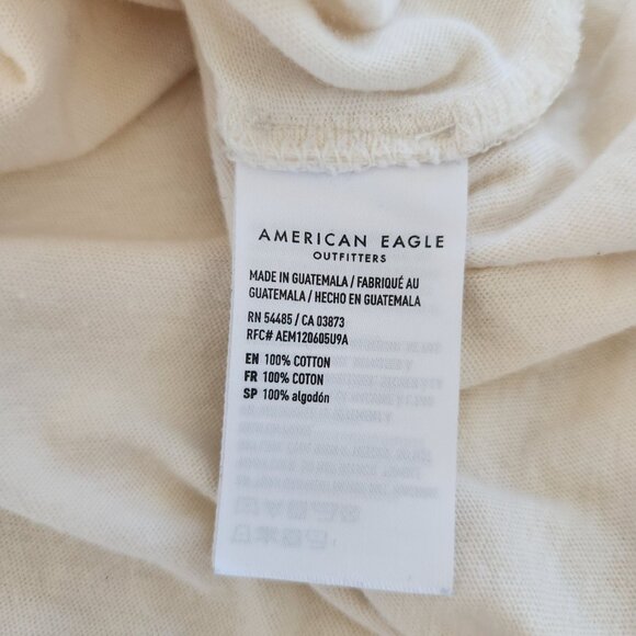 AE Band Tee American Eagle Rolling Stones Graphic Cream Floral Retro Casual Boho - Picture 6 of 8